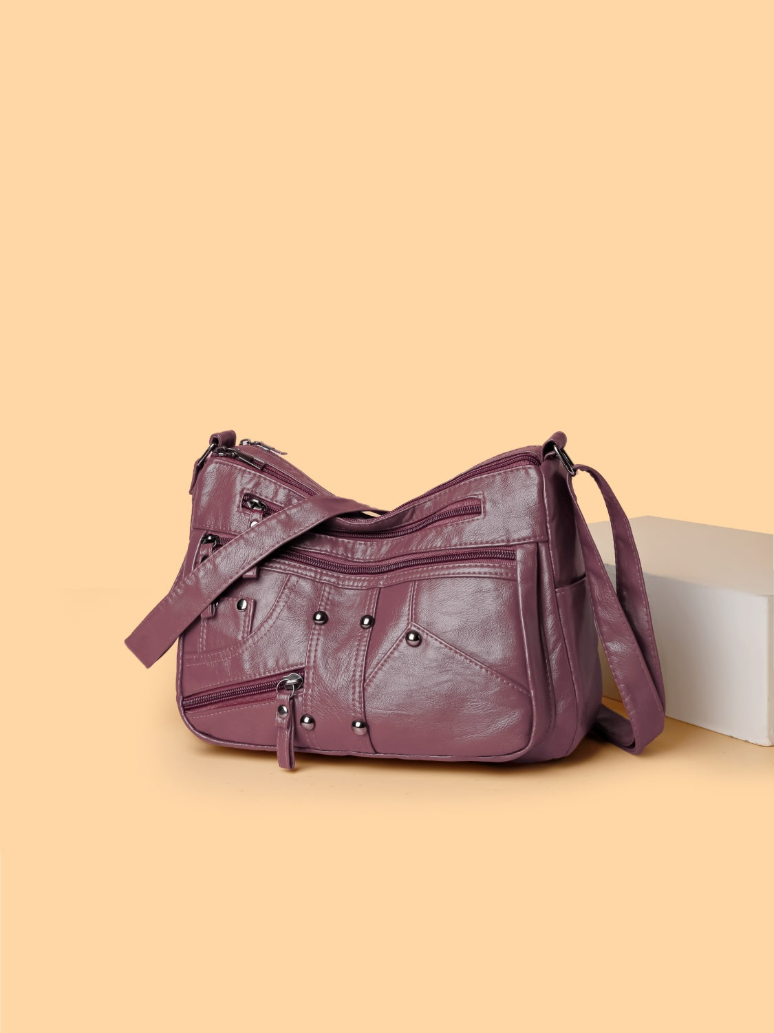 PU Leather Adjustable Strap Shoulder Bag Moonlit Mauve One Size 82ddb69a-098a-4829-9947-5fc9ed9902a0-Max Trendsi