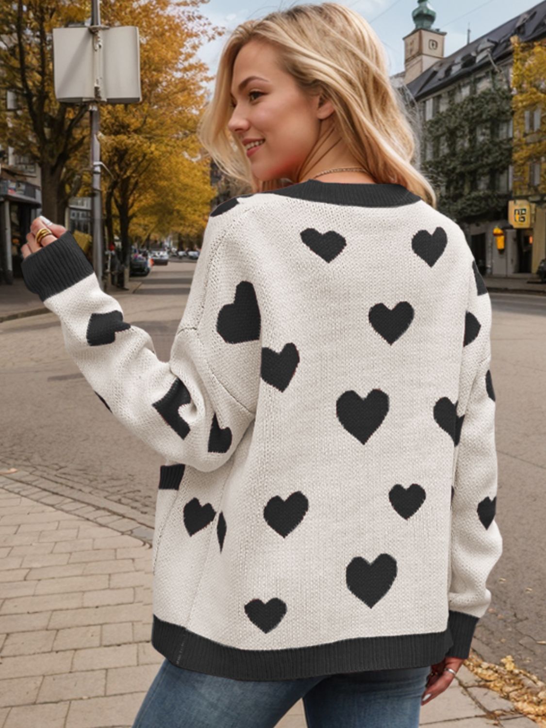 Heart Button Up Dropped Shoulder Long Sleeve Cardigan 83075100-b4af-490f-bed1-d32b70cae849-Max Glownestbest