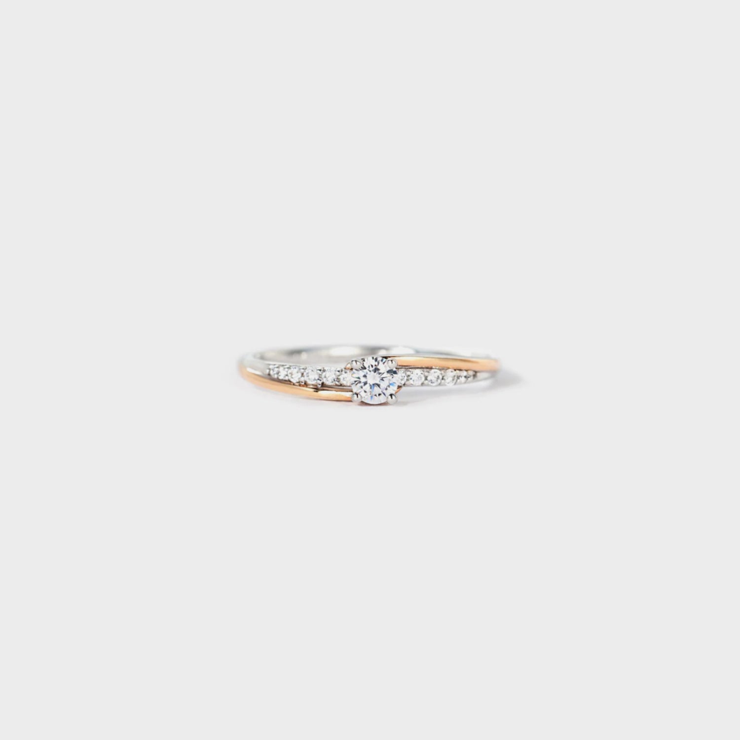 Inlaid Zircon Bicolor Rose Gold-Plated Ring Silver 831bbc24-8d3e-4b3d-a665-ce32687dec78-Max Trendsi