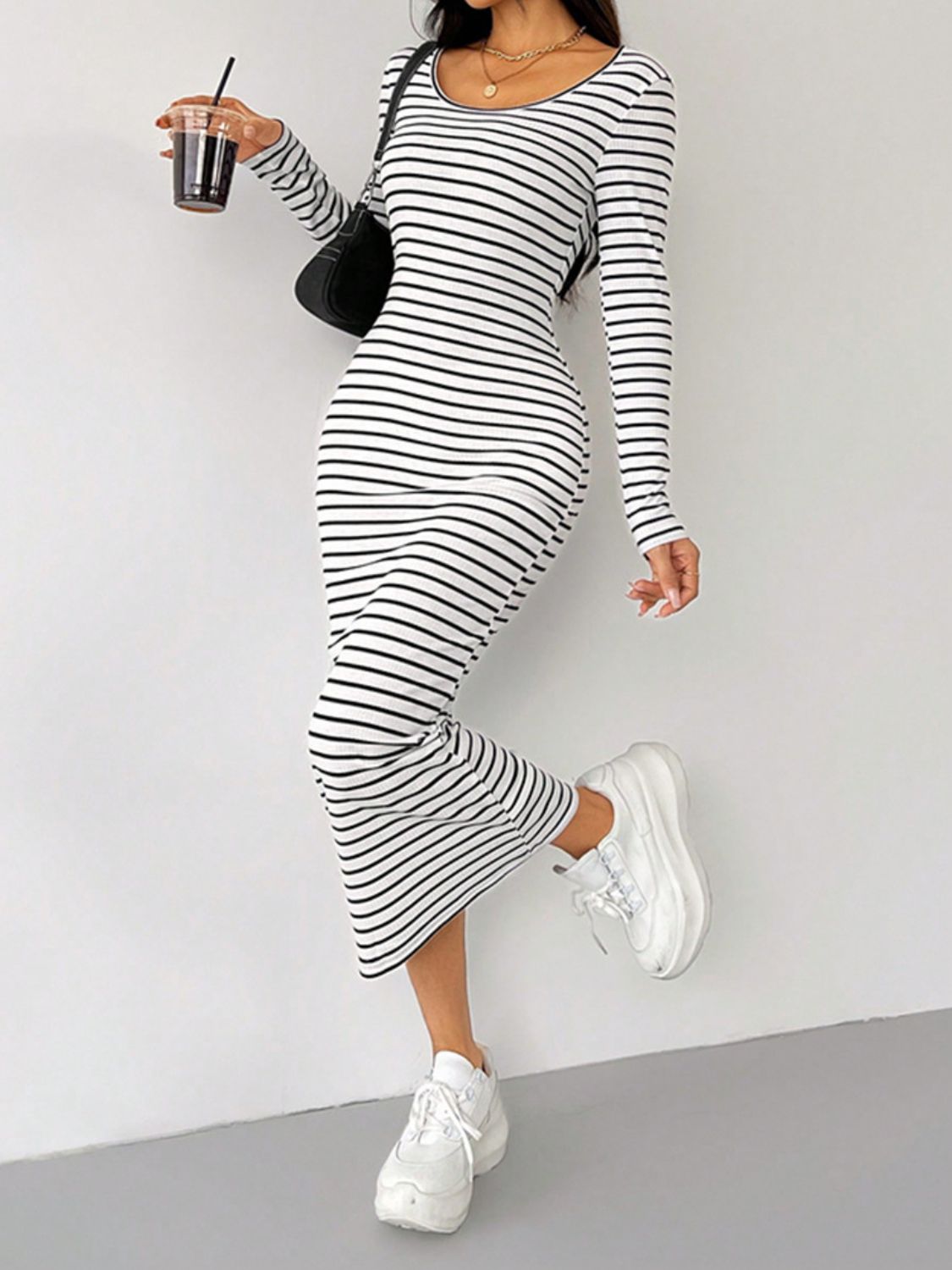 Striped Scoop Neck Long Sleeve Midi Tee Dress 841fca9c-3a53-4c9d-a173-f026725b2781-Max Glownestbest