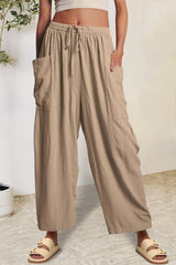 Full Size Pocketed Drawstring Wide Leg Pants Camel 843283a7-9528-49c8-be77-e268fbae8dc1-Max Trendsi