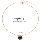 18K Gold Exquisite Personality Square Diamond and Heart Shape Ceramic Pendant Necklace Black 8476cd9d-65b7-4ddd-97a6-ef58bc26eb6c Artshiney