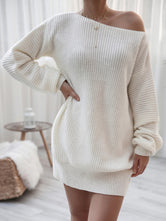 Rib-Knit Mini Sweater Dress White 84ab605f6c8f427d8d6647018ff77db1-Max Glownestbest