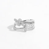 Inlaid Zircon 925 Sterling Silver Crisscross Ring Silver 84e66578-7787-4fe0-badc-c180a4b39f52-Max Trendsi
