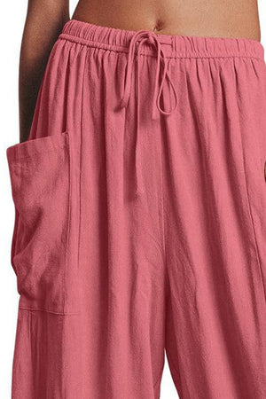 Full Size Pocketed Drawstring Wide Leg Pants 855d4ae5-468e-470e-81b1-c43bf5b24f74-Max Trendsi