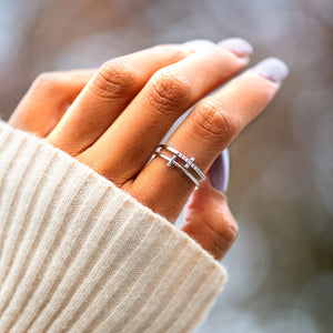 925 Sterling Silver Double Cross Ring 859d3109-9526-4d0f-9e82-923a331d298c-Max Trendsi