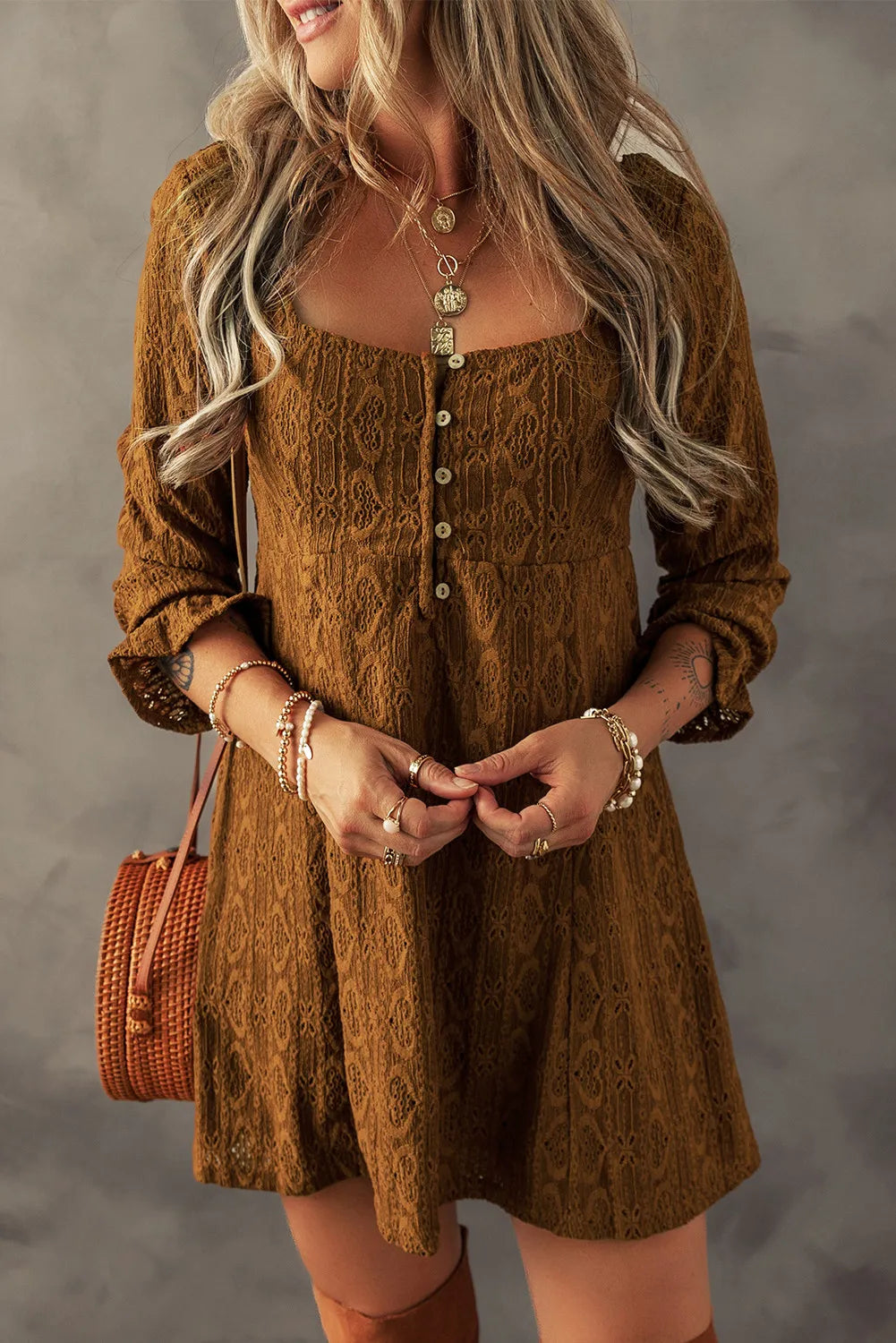 Textured Square Neck Mini Dress 85cf66aa-cd10-48f9-9974-3366b90d2e08-Max Glownestbest