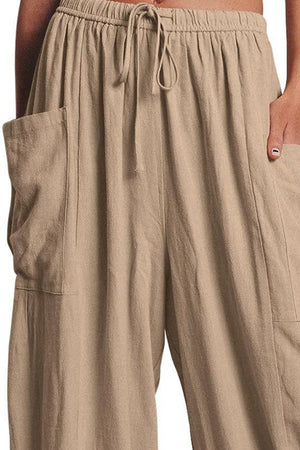 Full Size Pocketed Drawstring Wide Leg Pants 85d73393-0cb3-4e21-9d4b-1bc2e45f8b84-Max Trendsi