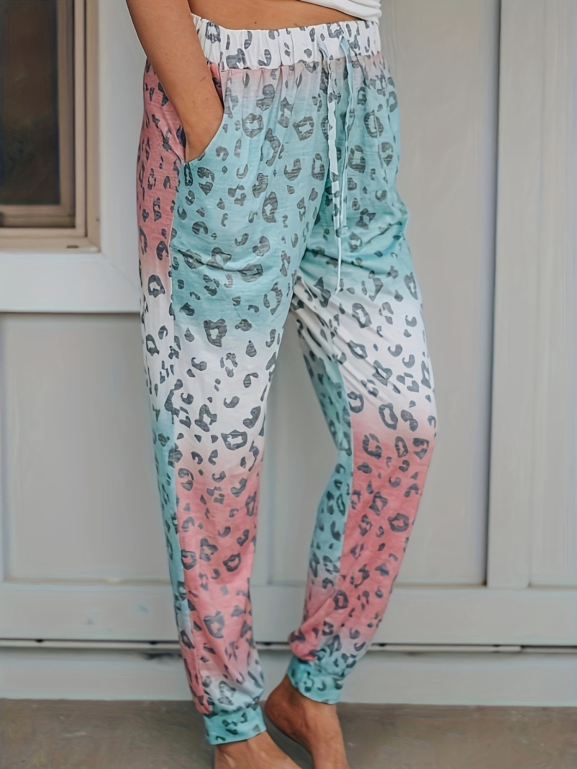 Drawstring Leopard Pants with Pockets Dusty Pink 85f87975-b435-488e-a98d-ecaa272ef2a5-Max Trendsi