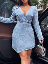 Surplice Long Sleeve Denim Dress Light 85f95c6d-2410-49c9-b669-e0a262c03e5e-Max Glownestbest
