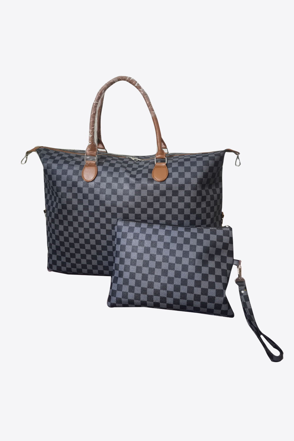 Checkered Two-Piece Bag Set Deep Teal One Size 8641245c512040e8a504b122ba453c2e-Max Trendsi
