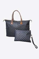 Checkered Two-Piece Bag Set Deep Teal One Size 8641245c512040e8a504b122ba453c2e-Max Trendsi