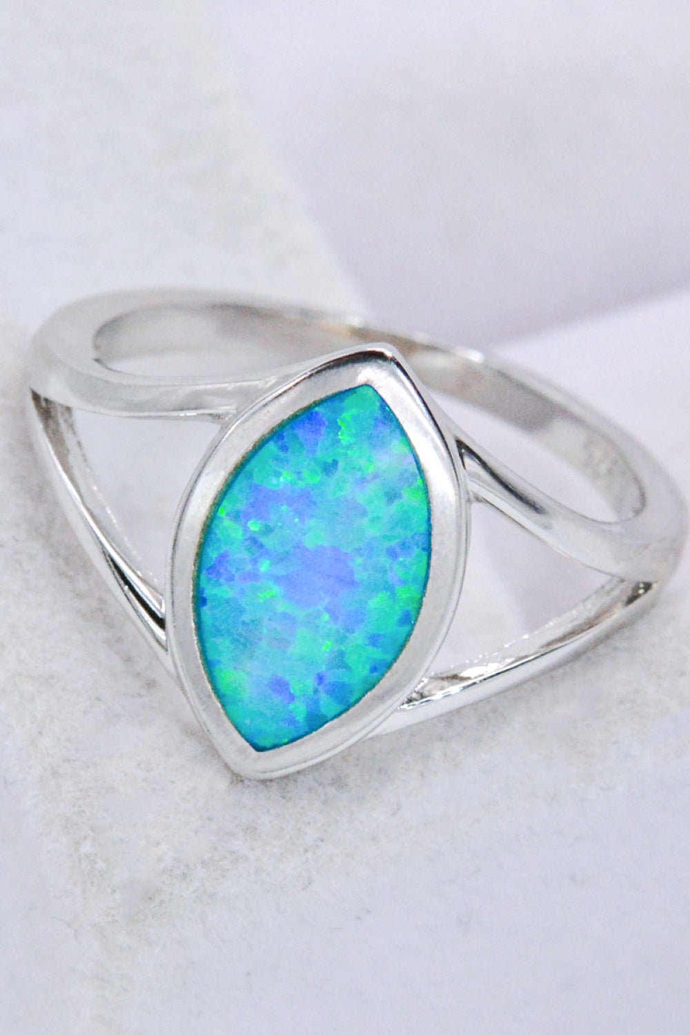 925 Sterling Silver Split Shank Opal Ring Sky Blue 864f71f2389241a499ca2ea201b96a3a-Max Trendsi