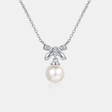 Pearl Pendant Moissanite 925 Sterling Silver Necklace Silver One Size 8769a8a4-ff70-4d39-8ddd-70beef889605-Max Trendsi