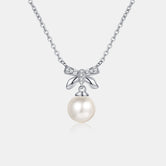 Pearl Pendant Moissanite 925 Sterling Silver Necklace Silver One Size 8769a8a4-ff70-4d39-8ddd-70beef889605-Max Trendsi