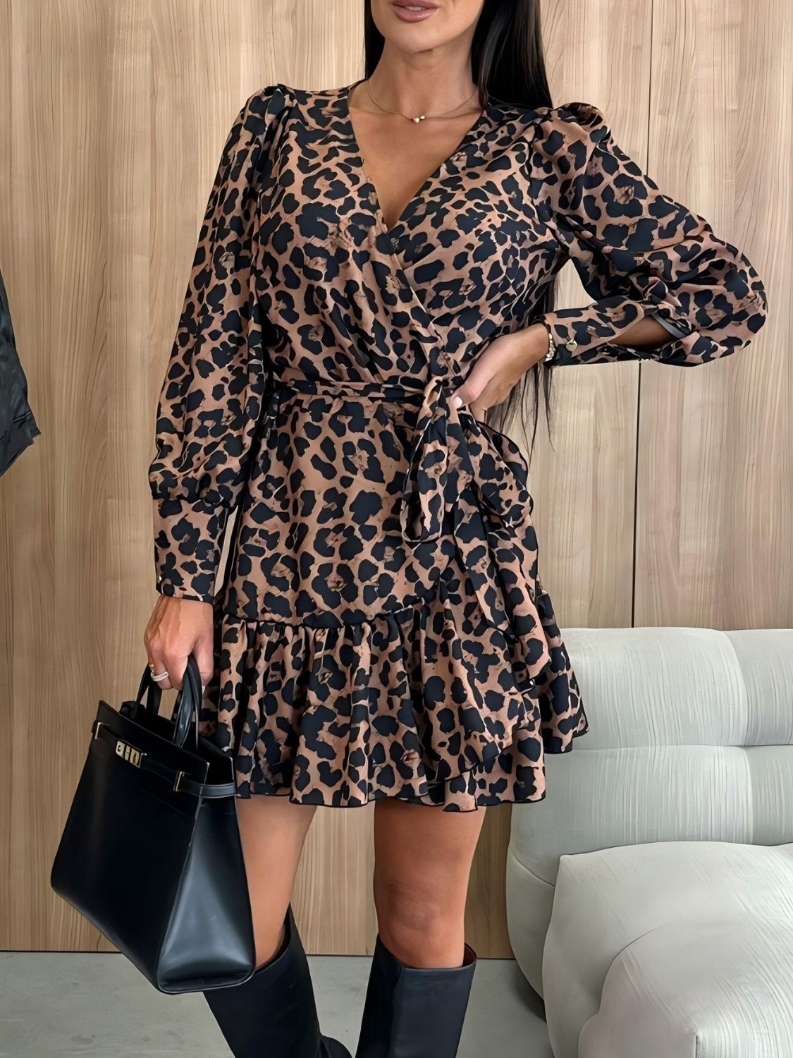Tied Leopard Surplice Long Sleeve Dress 87e44318-e2a6-4c05-aa95-e30657855bac-Max Glownestbest