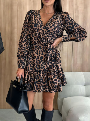 Tied Leopard Surplice Long Sleeve Dress 87e44318-e2a6-4c05-aa95-e30657855bac-Max Glownestbest