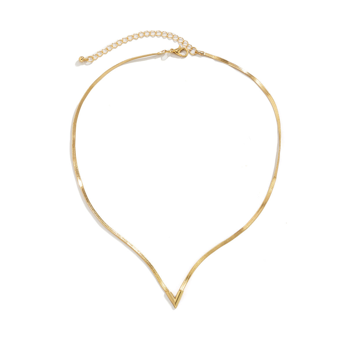 Fashion Simple V-Shaped Flat Snake Chain Necklace 880c27ec-ddd4-4a9b-b7a5-dd3af6d47b9b Artshiney