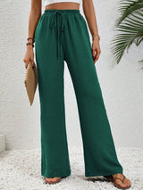 Wide Leg Drawstring Pants Dark Green 8849fde0-c061-4c38-87ae-a161aa86dd5b-Max Trendsi