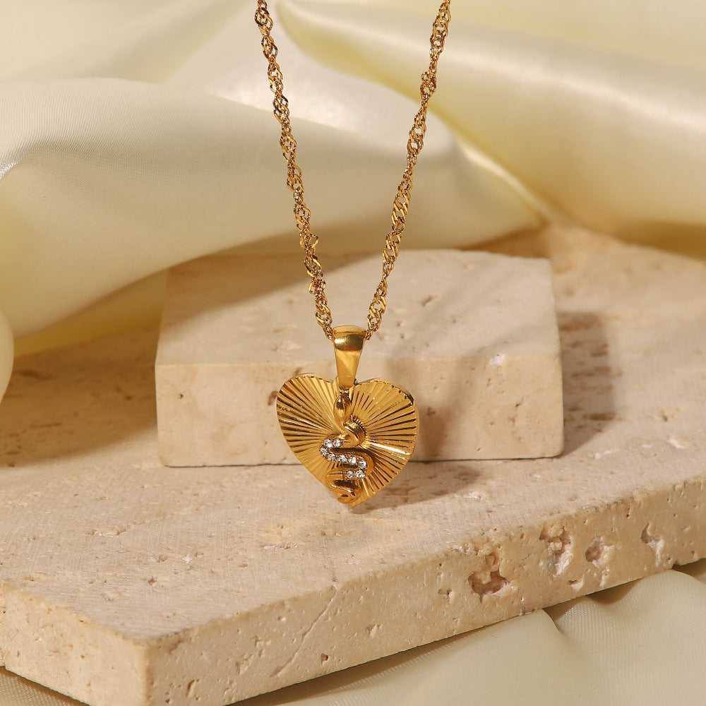 18K Gold Exquisite Compass Snake Inlaid Zircon Design Light Luxury Style Necklace 88852fff-4514-4d29-96a4-d0e59205f7e6 Artshiney