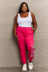 Simply Love Full Size PINK Graphic Sweatpants Hot Pink 888c37923e004d63a26d4ad885d6f6a8-Max Trendsi