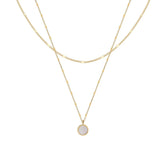 18K gold light luxury noble round inlaid gemstone double layer stacked design versatile necklace Only 88a78c3c-74ca-42a4-938f-aae2814270f7 Artshiney
