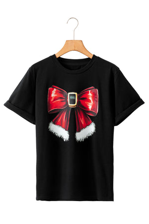 Glownestbest ® | Black Christmas Bowknot Graphic Crewneck T Shirt 88b33175cd58f2e9 Glownestbest