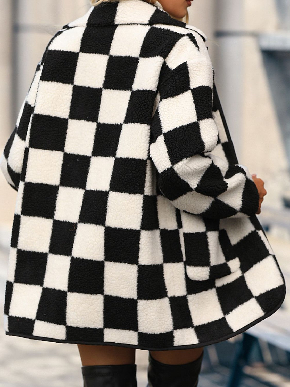 Glownestbest ® | Double Take Full Size Checkered Button Front Coat with Pockets 89b8893f1e484d97abd93419623f802f-Max Glownestbest