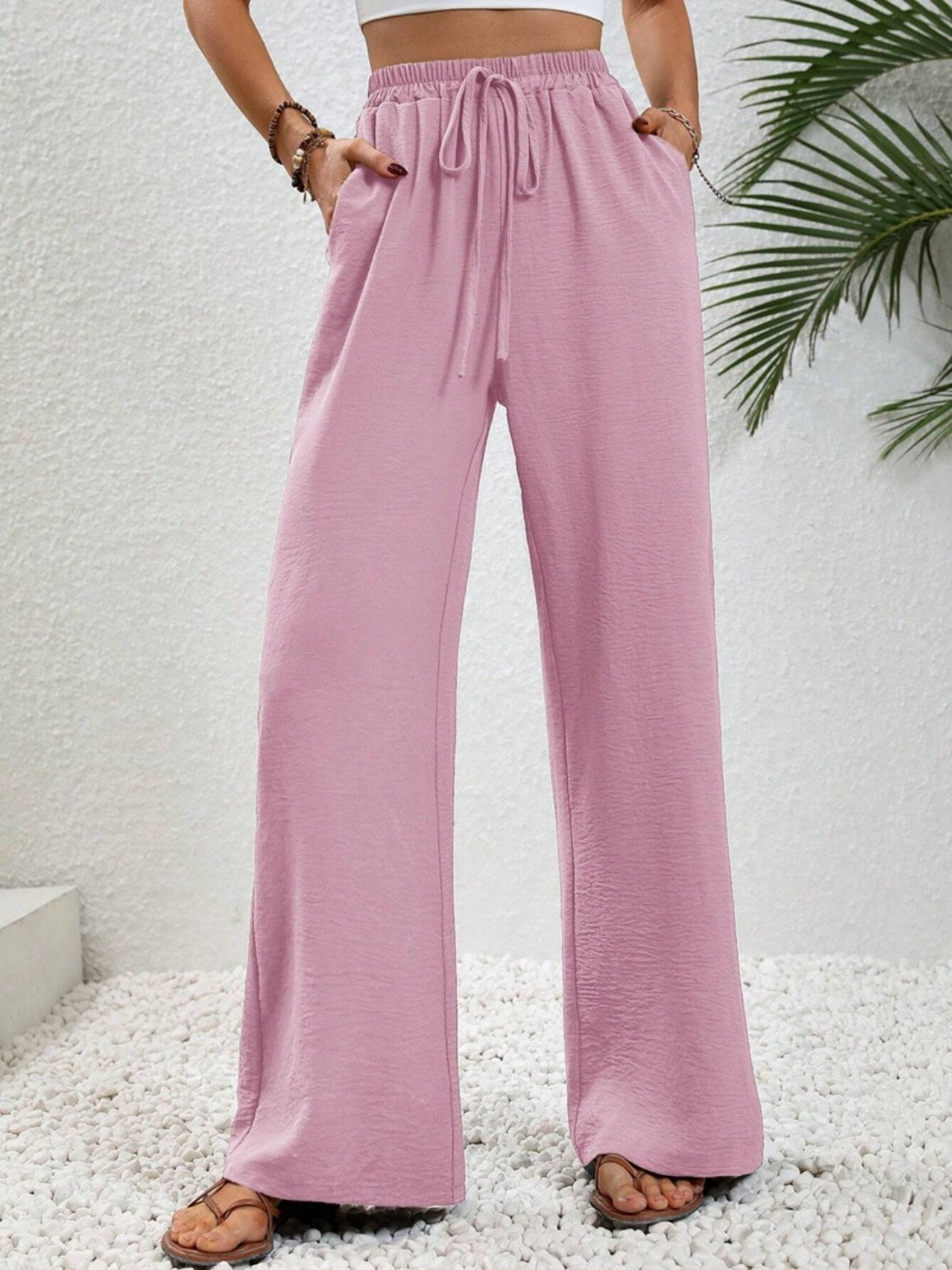 Wide Leg Drawstring Pants Pink 89f5cdb7-d8e0-4634-a654-80dfa9c56161-Max Trendsi