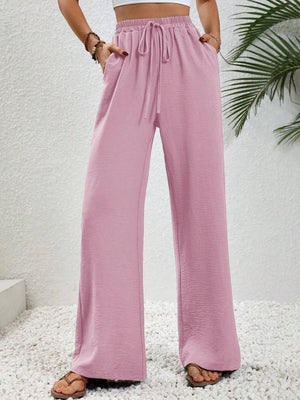 Wide Leg Drawstring Pants Pink 89f5cdb7-d8e0-4634-a654-80dfa9c56161-Max Trendsi