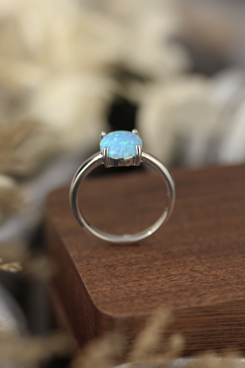 925 Sterling Silver Opal Solitaire Ring 8a30e93c327043108a712b25d1d0af63-Max Trendsi