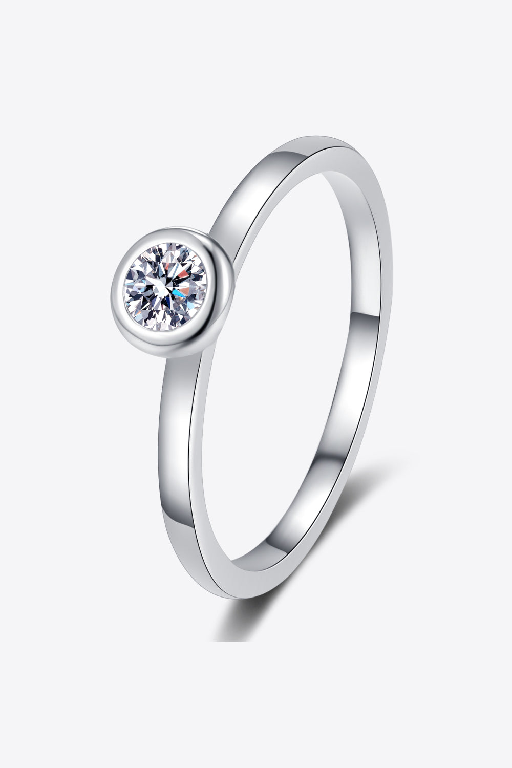 Moissanite Rhodium-Plated Solitaire Ring Silver 8a84aa4fcfe7472ba22283ce7d5c4700-Max Trendsi