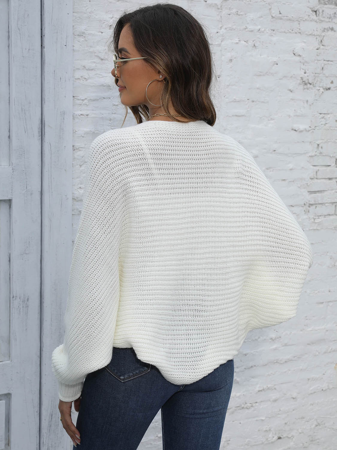 Bat Sleeve Open Front Short Cardigan 8a98527a120c452fb302c6cacb794222-Max Glownestbest