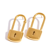 18K gold lock-shaped design trendy and personalized earrings A Pair 8afd564f-555d-43a0-afff-960277e773f5 Artshiney