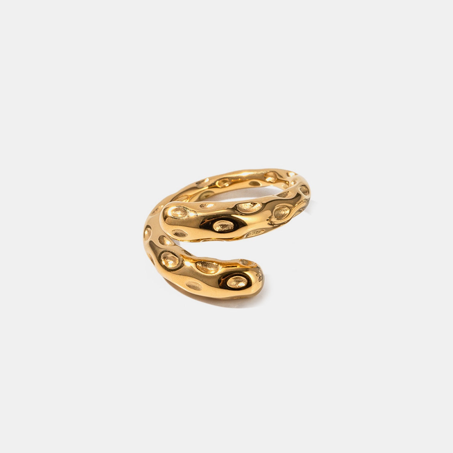 Titanium Steel Gold-Plated Bypass Ring Gold One Size 8b11c028-ad77-426c-9c99-d8a9a42dc081-Max Trendsi