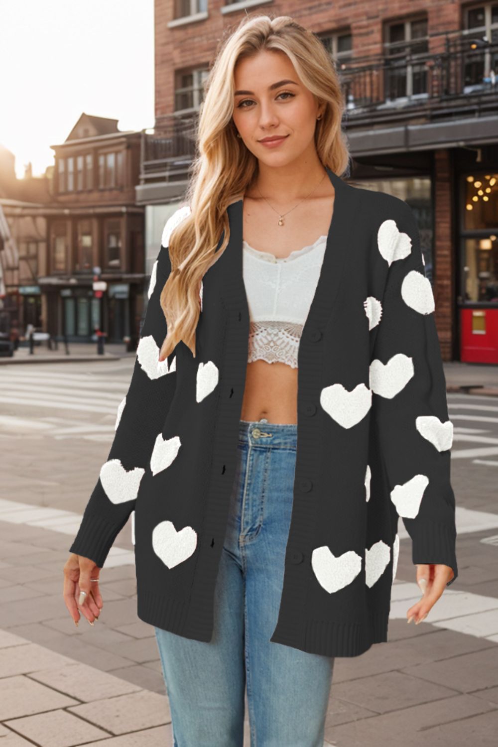 Heart Button Down Long Sleeve Cardigan White 8bee8eb8-a35d-47cf-9bb1-bb631059bd32-Max Glownestbest