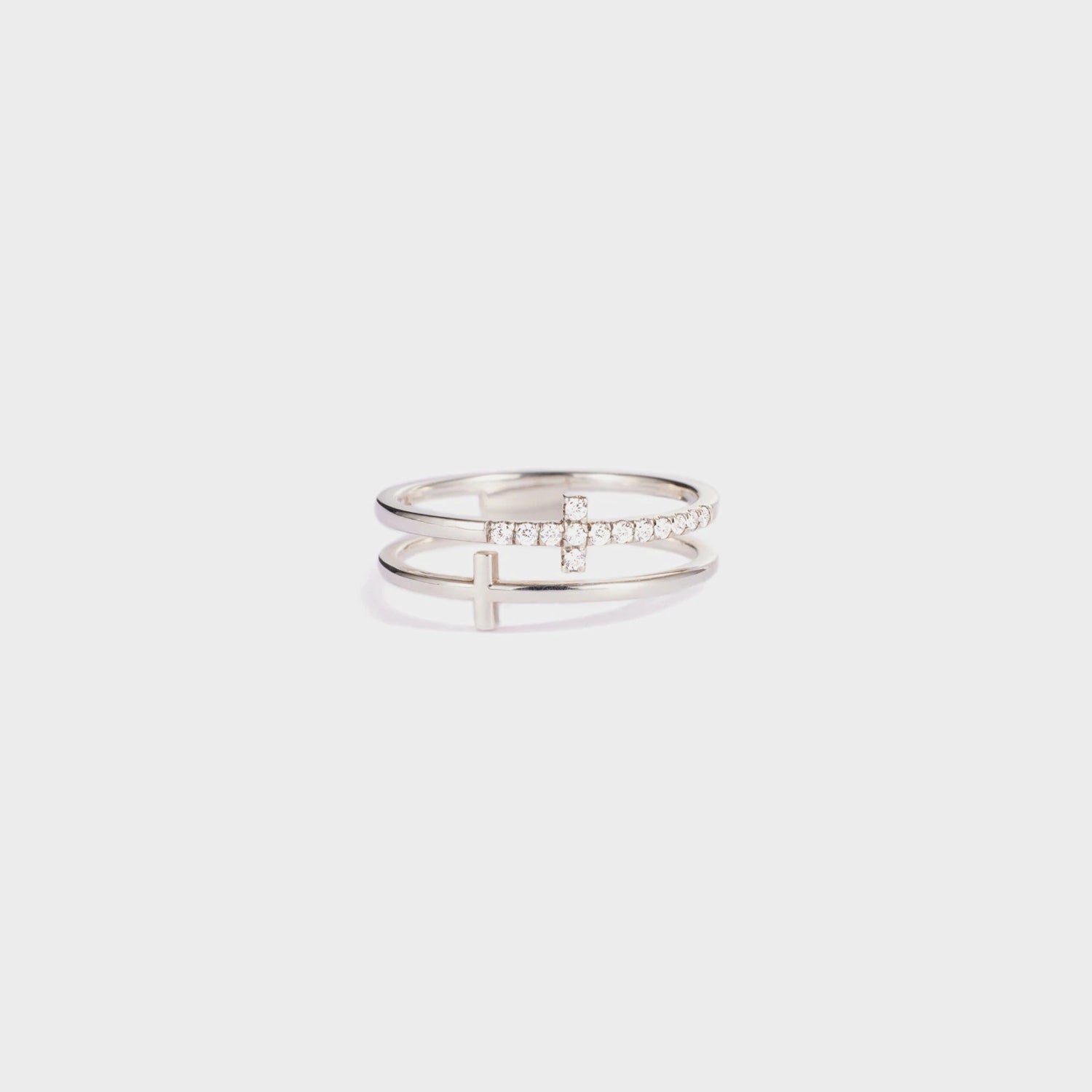 925 Sterling Silver Double Cross Ring Silver 8bf3bdc1-aaab-495c-ade6-74bc7c29775d-Max Trendsi