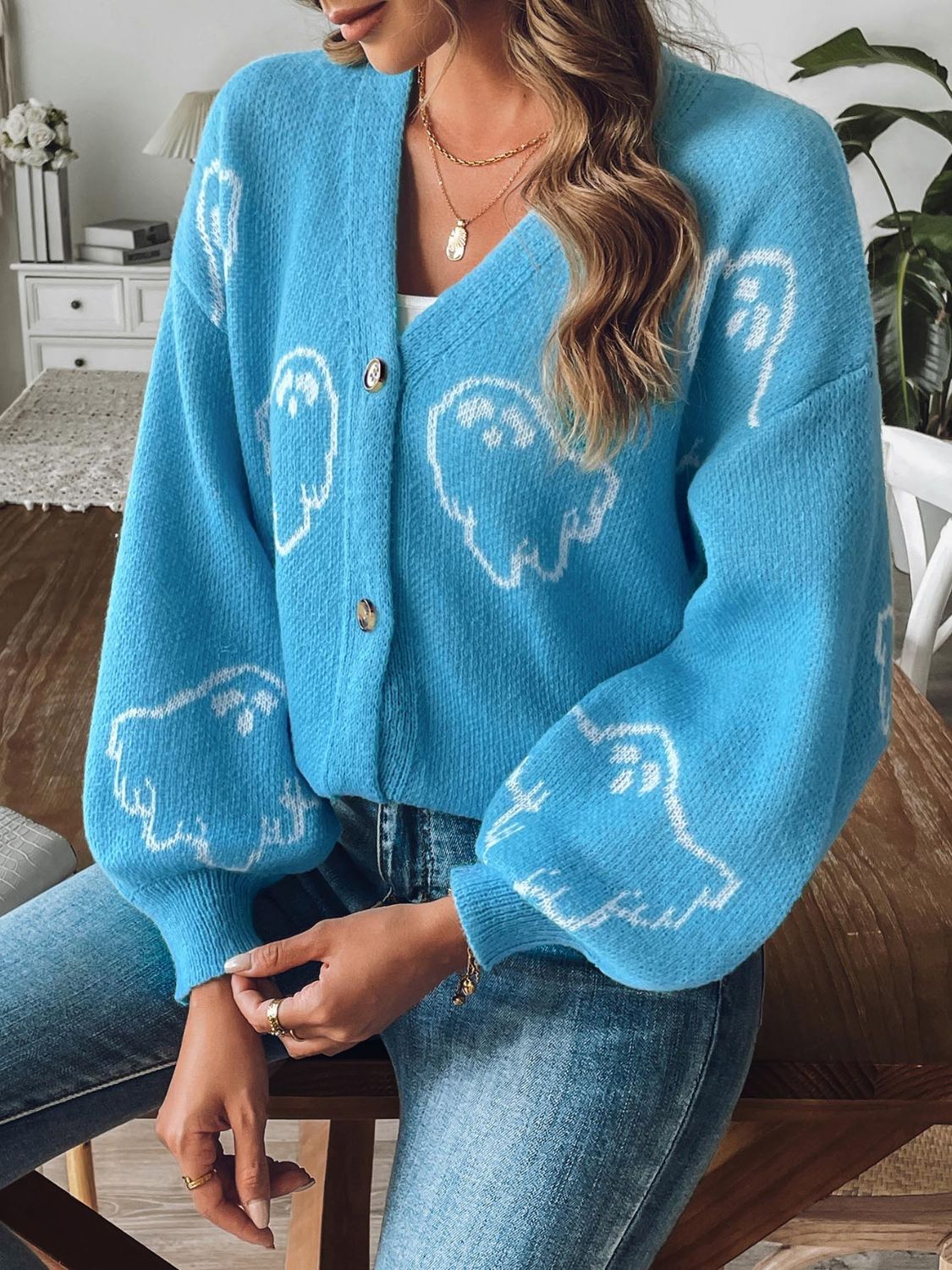 Glownestbest® | V-Neck Dropped Shoulder Cardigan 8bfc428d-52f7-42c5-9e3a-b43dfe2670e9-Max Glownestbest
