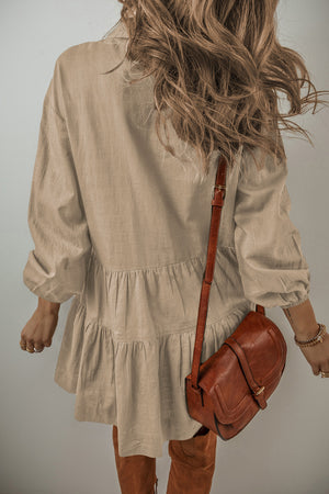Tiered Collared Neck Balloon Sleeve Shirt Dress 8c229e7d739e422084f06ba540c1afba-Max Glownestbest