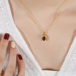 18K Gold Simple Atmospheric Oval Inlaid Zircon Carving Design Versatile Pendant Necklace 8c54084b-fc30-4e2e-8122-fdcbed408104 Artshiney