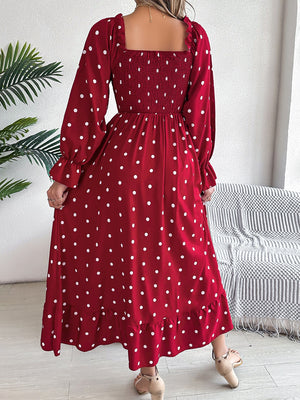 Polka Dot Flounce Sleeve Midi Dress 8c7bbf86-4308-4b26-bc78-2da379b99f70-Max Glownestbest