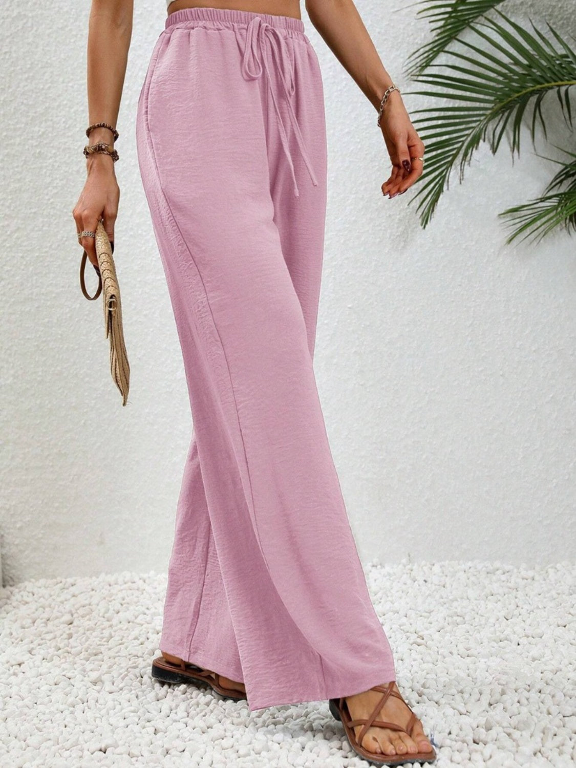 Wide Leg Drawstring Pants 8cd1e5ed-9a40-4727-8f3c-b4787a9de9da-Max Trendsi