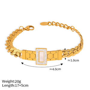 18K gold exquisite light luxury geometric inlaid zircon and gemstone design versatile bracelet necklace set 8cfb077f-5b46-4e93-826f-03515f70bd72 Glownestbest