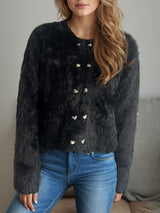Heart Button Round Neck Cardigan Black One Size 8d56276b-ea83-4f94-99ac-e84c5c8b10da-Max Glownestbest