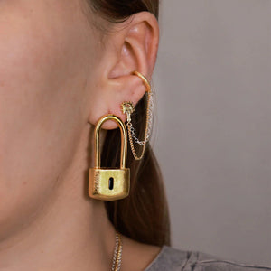 18K gold lock-shaped design trendy and personalized earrings 8d6286e6-f7cc-4247-93c9-30a1d8e1db56 Artshiney