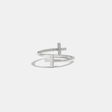 Zircon 925 Sterling Silver Double Cross Bypass Ring Silver 7 8dc13d34-5ed4-441f-9c5c-674086d6b40e-Max Trendsi