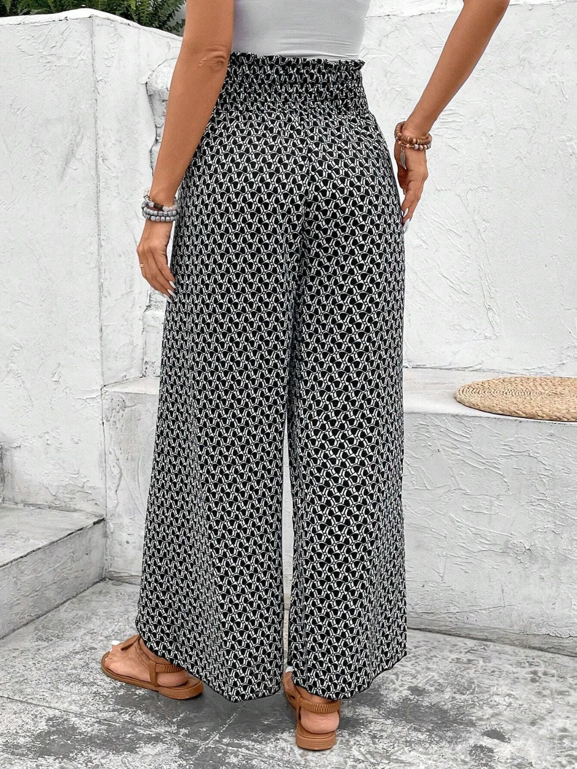 Tied Printed Wide Leg Pants 8de00299-3c05-4413-a00e-b58070187860-Max Trendsi