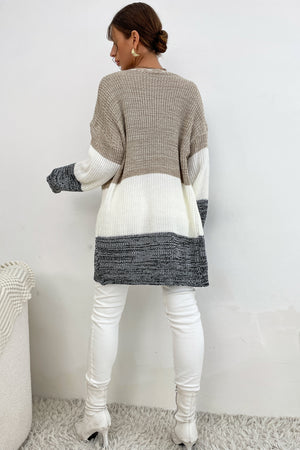 Perfee Tricolor Color Block Open Front Cardigan 8e6895af590748c0a4150dda5d24c829-Max Glownestbest