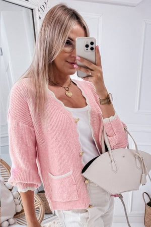 Contrast Trim V-Neck Long Sleeve Cardigan 8f0e739f-d3cb-4f97-9ebc-c09bc12a0d3d-Max Glownestbest