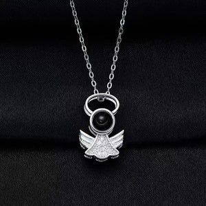 Noble and exquisite angel diamond projection necklace 8fc3abd7-b677-41cf-934b-6a9370c47d6e Artshiney